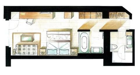 Le Petit Cervin Zermatt Exterior foto A floor plan of a typical hotel room